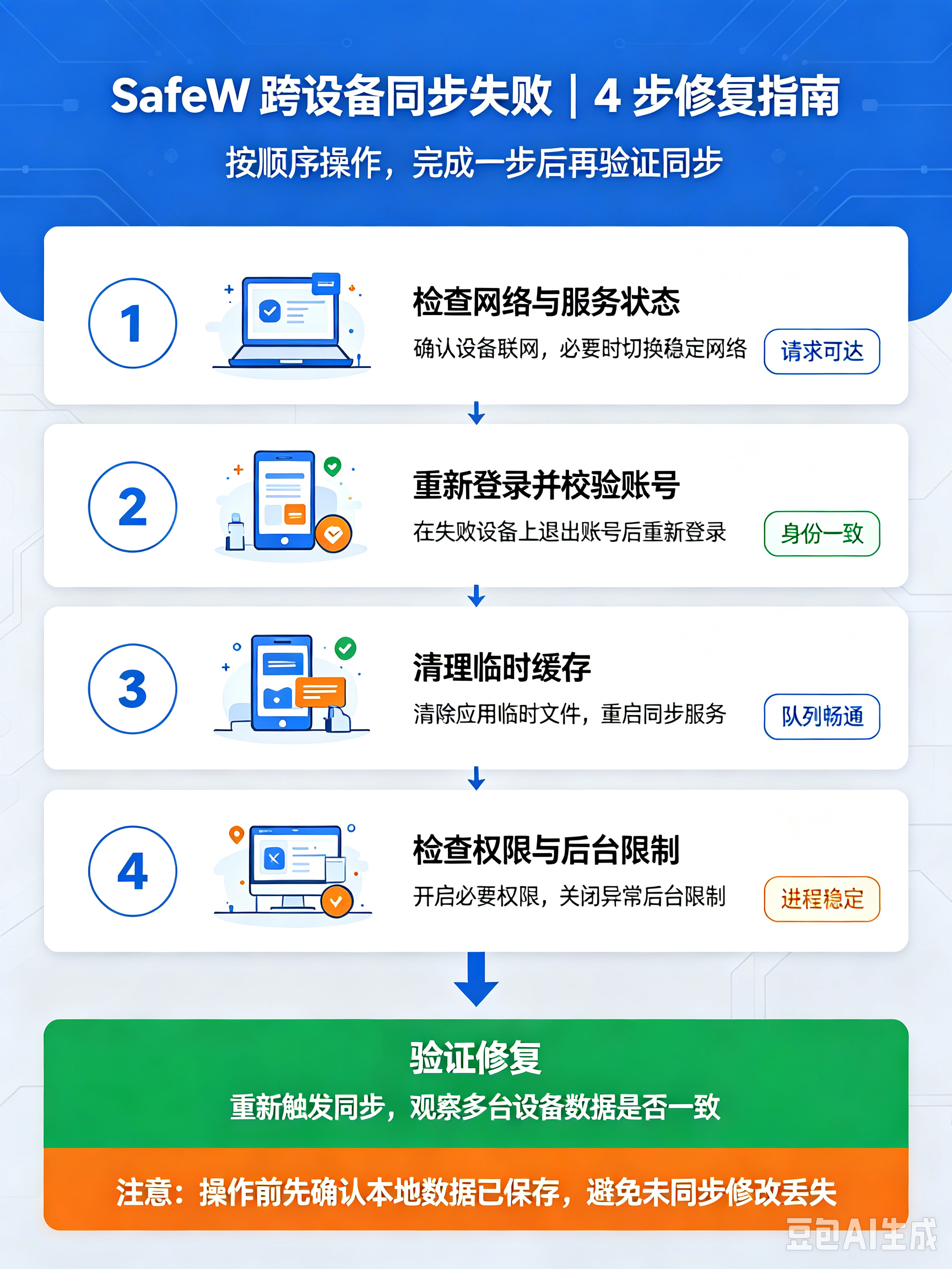 SafeW 跨设备同步失败